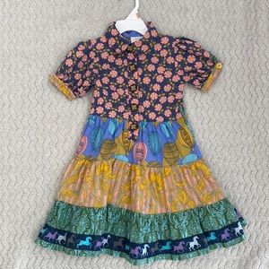 Matilda Jane girls dress sz 4 "Bayberry" Paint by Numbers Horse Hot Air Balloon
